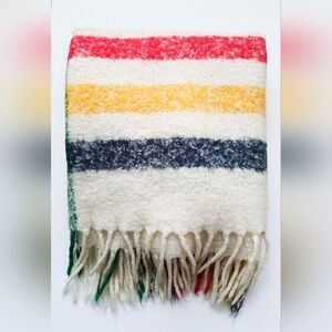 Hudson's Bay Company HBC Signature Multi Stripe Wool Throw Blanket EUC